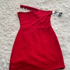 Cheryl Women's Bold Red Asymmetrical Mini Dress